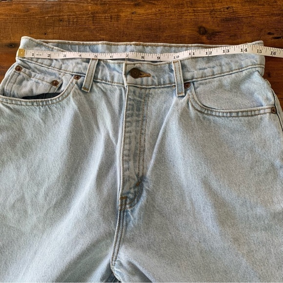 Levis Vintage 521 Made in USA 100% Cotton High Rise Light Wash Jeans Sz 14 - Picture 6 of 7